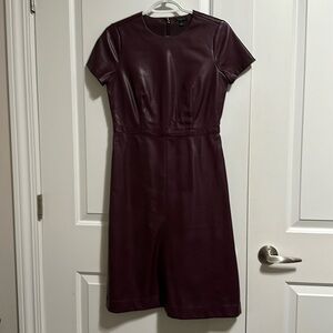Ann Taylor Petite Vegan Leather Fit & Flare Dress